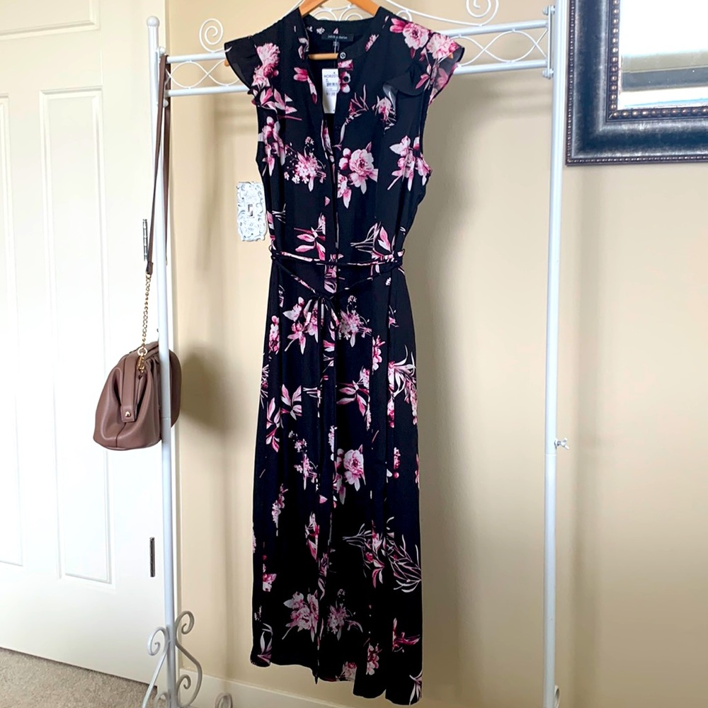 Nwt Judith & Charles Black Raspberry Floral Dress… - image 1